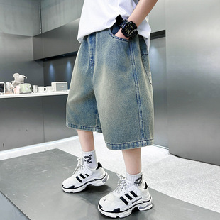 中大童韩系潮流帅气裤 男童做旧牛仔短裤 儿童宽松中裤 新款 子 夏季