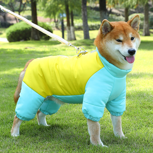 冬季狗狗加厚四脚衣冬天公狗母狗保暖棉服中小型犬全包可牵引棉衣
