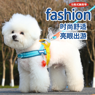 狗狗牵引绳中小型犬泰迪比熊雪纳瑞防挣脱马鞍式狗胸背宠物遛狗绳