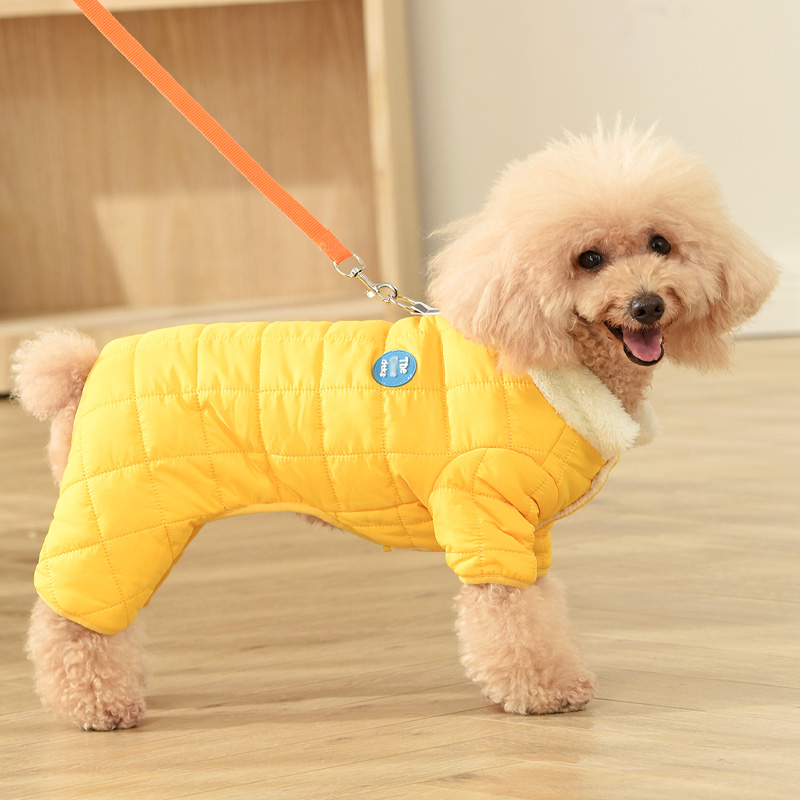 可牵引狗狗衣服秋冬款小型犬比熊泰迪雪纳瑞冬季保暖加绒四脚衣服
