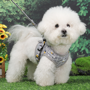 狗狗牵引绳背心式可调节反光比熊博美中小型犬小狗狗绳宠物胸背带