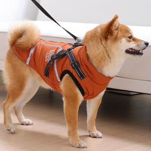 2025年狗狗衣服冬装中小型犬柴犬柯基保暖两脚衣泰迪可牵引棉马甲