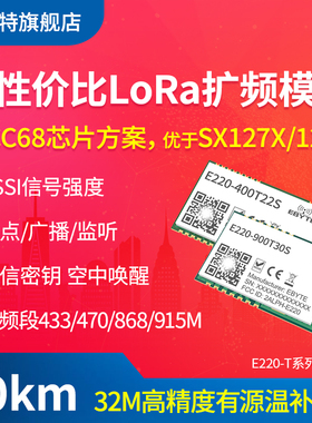 LoRa模块无线串口收发LLCC68透传UART通讯433M射频SX1278数传1268
