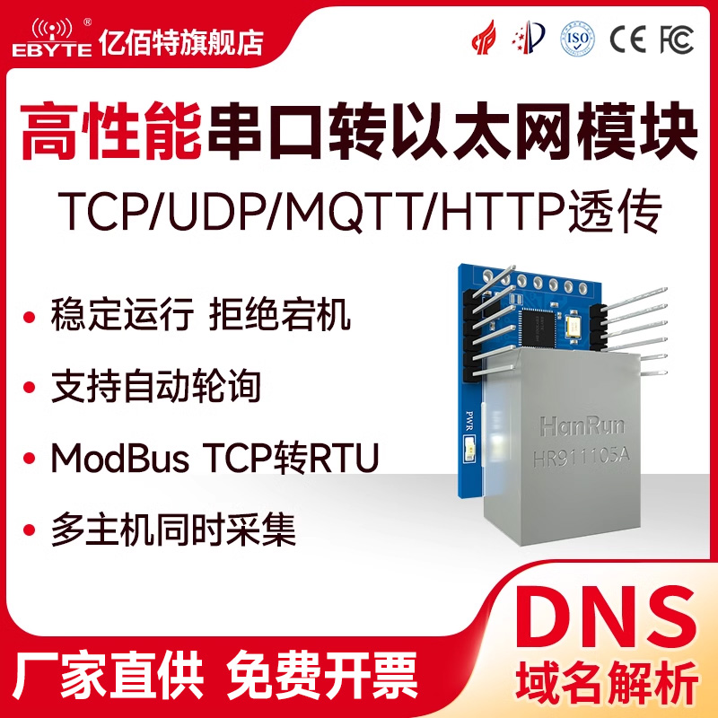 TTL串口转以太网模块RTU透传ModBus采集TCP/IP网络设备MQ