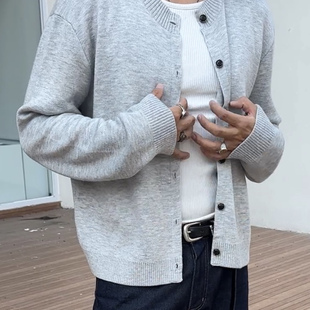 TASTY HOMME 正肩美丽诺超柔亲肤开放领口针织开衫男女同款