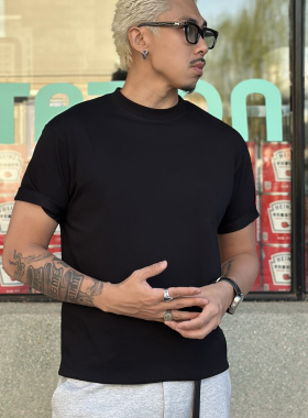 TASTY 纯色基础款打底250g索罗娜短宽boxy短袖t恤半袖男cleanfit