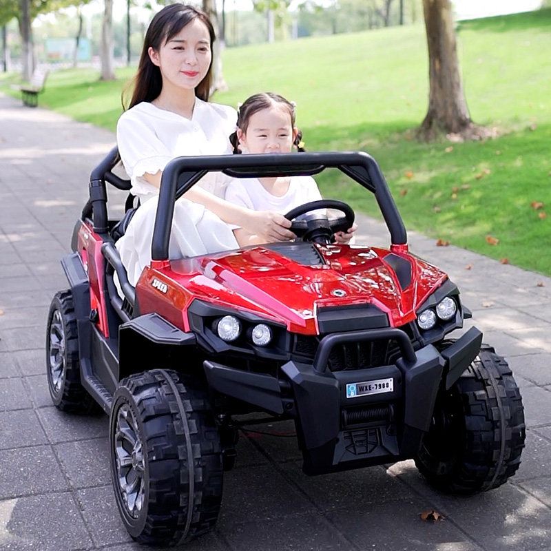 双人儿童电动车四轮越野车可坐大人可坐大人遥控车玩具汽车小孩车
