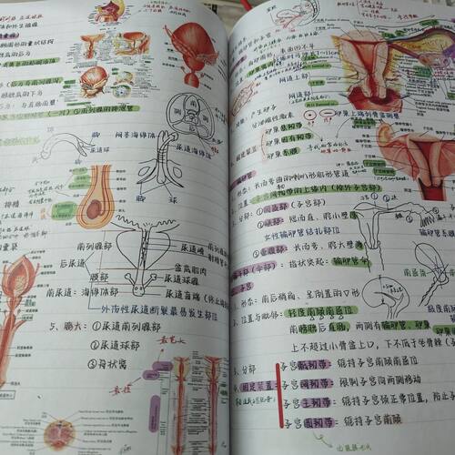 纠错霍琨2025系统解剖学笔记笔记本彩色手写80页学霸整理薄款