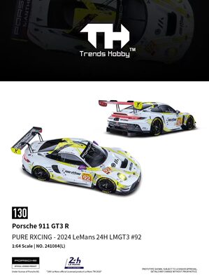 [V的预售]TH 1:64 保时捷911gt3R 勒芒2024 合金汽车模型