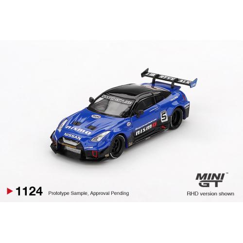 全款预售minigt#1124尼桑gtr r35 LBWK蓝色1:64合金汽车模型
