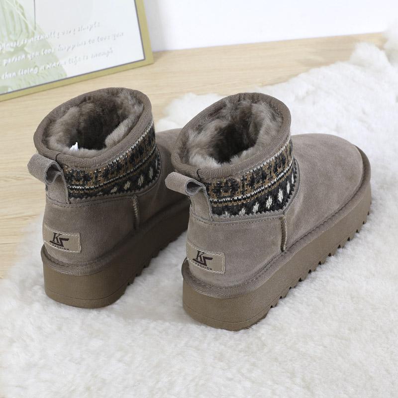 纯羊毛雪地靴短筒冬季