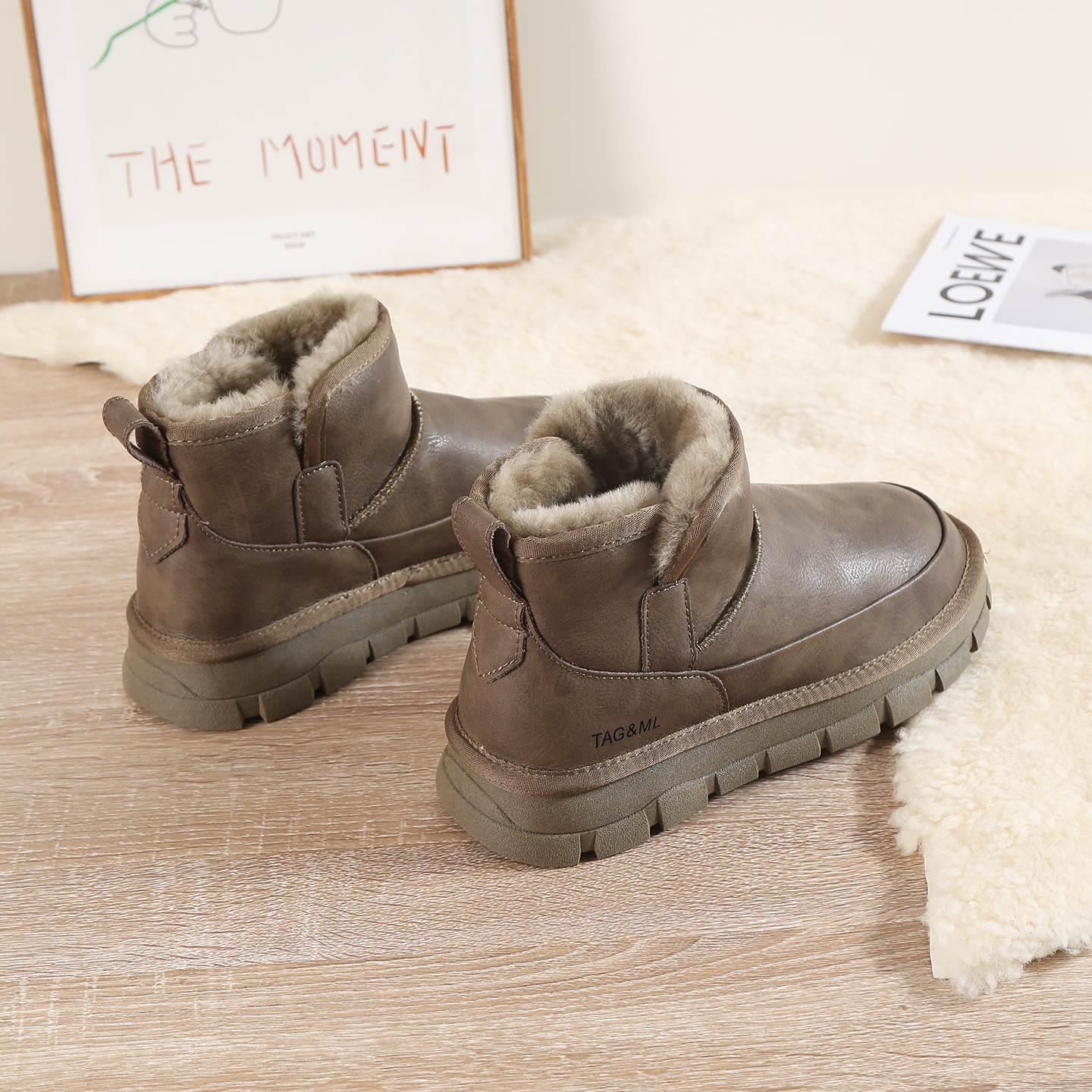 羊皮毛一体内里男士雪地靴