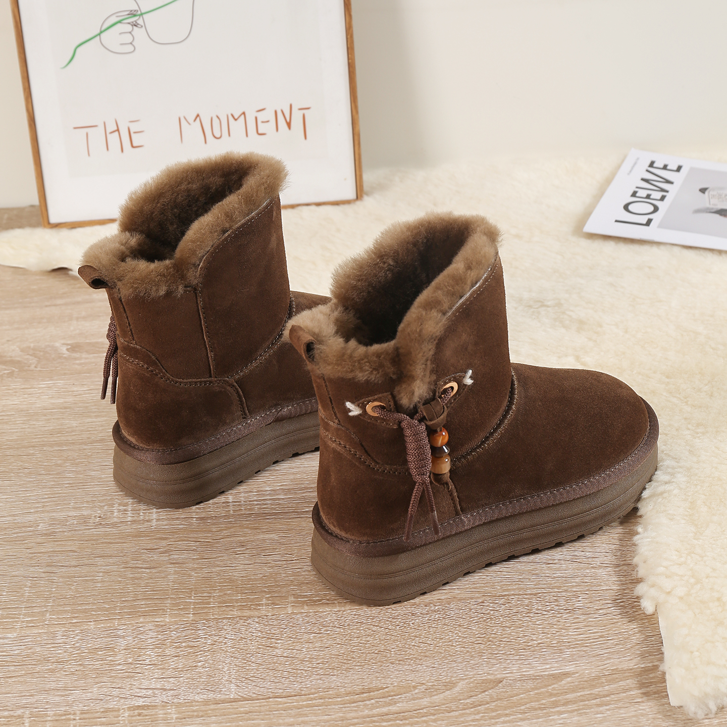 厚底雪地靴冬季新款皮毛一体