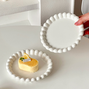 好看的太阳花陶瓷盘高级感白色家用早餐点心蛋糕甜品盘新家餐盘