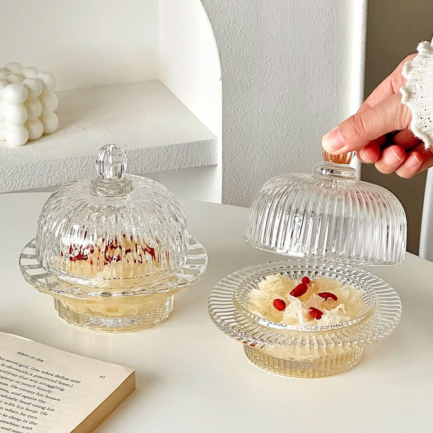 欧式燕窝碗银耳盅玻璃带盖透明精致高级家用水果点心甜品碗小汤盅