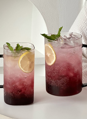 大容量玻璃杯马克杯家用女生高颜值喝水杯办公室咖啡杯冲泡早餐杯