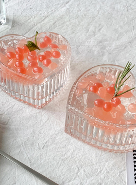 特别好看的桃心碗少女心甜品冰淇淋碗ins风高颜值玻璃碗家用小碗