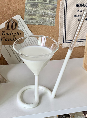 ins风创意搞怪玻璃杯螺旋带吸管杯牛奶喝水杯子家用女咖啡杯酒杯
