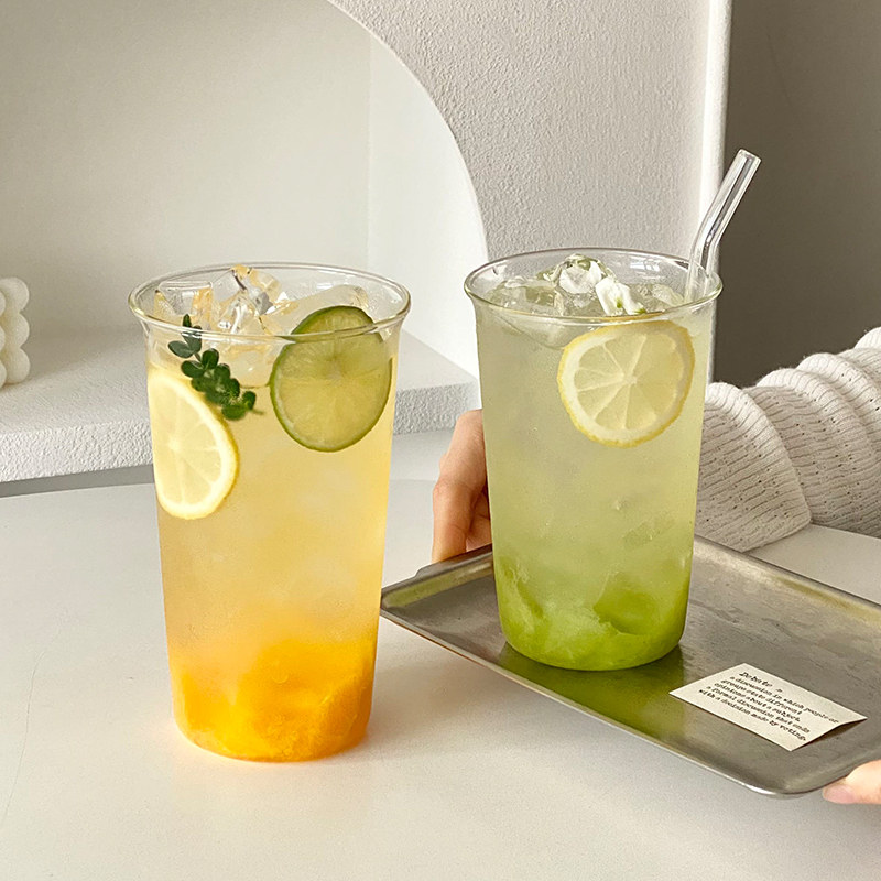 耐高温果茶玻璃杯大容量夏天家用简约美式咖啡特调奶茶柠檬茶杯子