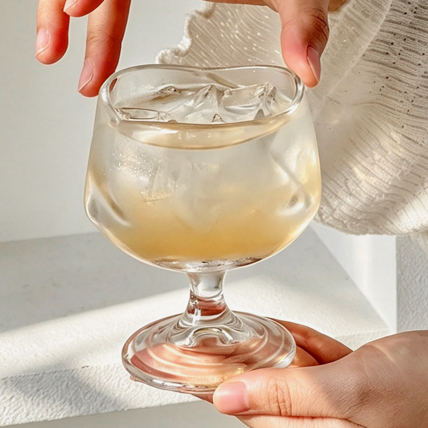 玫瑰高脚玻璃杯透明微醺香槟酒杯