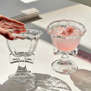 高颜值中古蝴蝶结红酒高脚杯微醺酒杯香槟杯甜酒果酒咖啡玻璃杯子