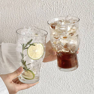大容量透明宽口玻璃杯冰美式咖啡杯夏天果汁冷饮料水杯子啤酒杯