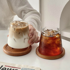 日式富士山杯高颜值家用耐高温简约透明冰美式牛奶咖啡杯玻璃杯子