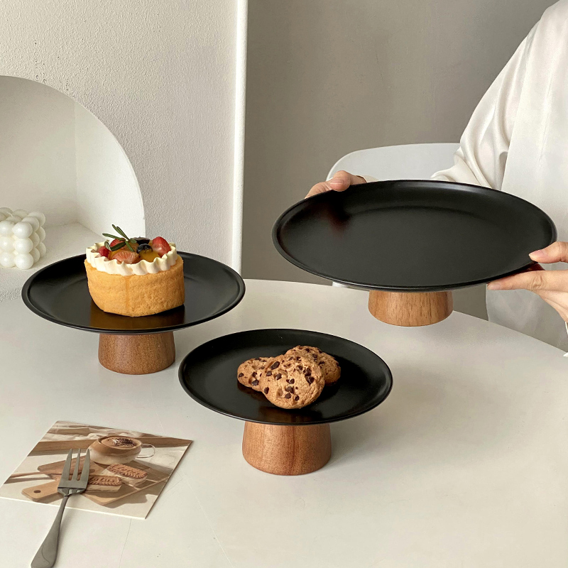 黑色高腳茶點盤甜品盤
