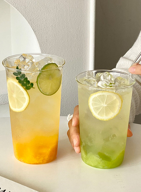 耐高温果茶玻璃杯大容量夏天家用简约美式咖啡特调奶茶柠檬茶杯子