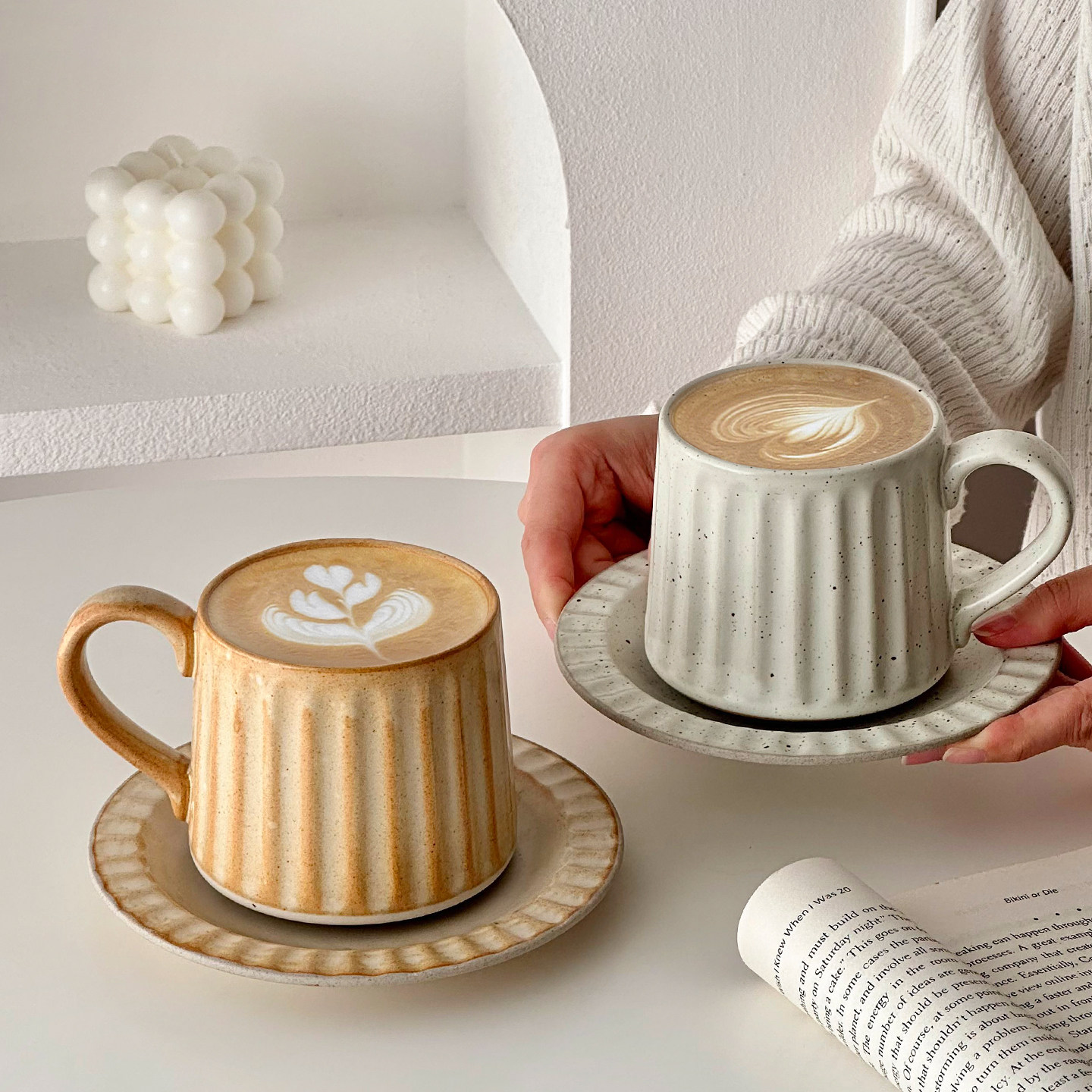 复古陶瓷咖啡杯子设计感小众下午茶餐具拿铁杯浓缩拉花杯碟套装,餐饮具,咖啡杯,淘宝优惠券,粉丝福利购,淘宝优惠卷