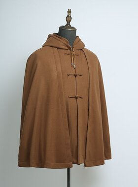 新款僧服冬季毛呢双层加绒加厚打坐披风僧人连帽禅修斗篷寒冬和尚