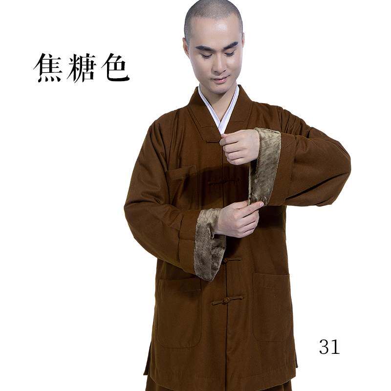 新款缎梵僧服冬季男女款加绒长短褂抗寒保暖和尚服小褂僧衣套装