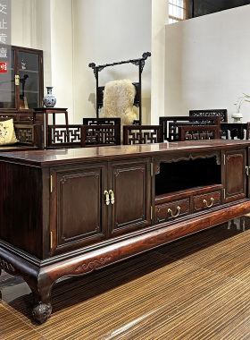 红木家具交趾黄檀红酸枝电视柜1.98m客厅实用储物柜现货B1943