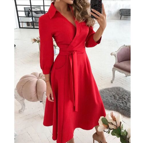 Women Print Dress Sexy V-Neck Bat Sleeve Ruffl Flowers Print
