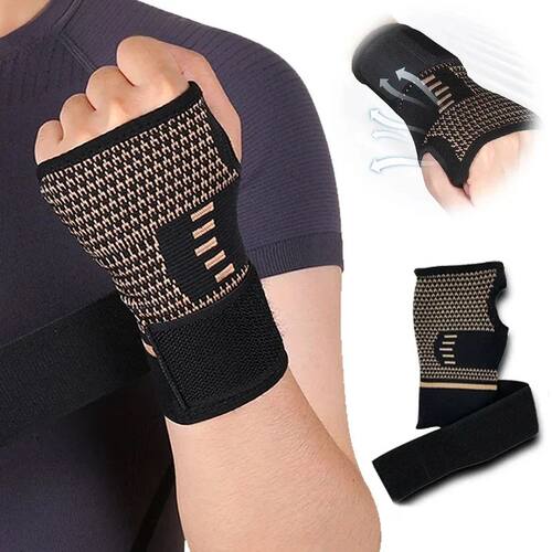 1pc Copper Fiber Compression Gloves Sports Wrist Guard Arthr