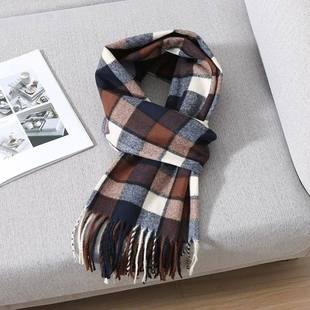Scarf for Warm Winter Pashmina Color Cashmere Plaid 2023 Men