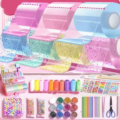 DIY Blow Bubble Nano Tape Full Set of PET Nano Glue Knead Mu