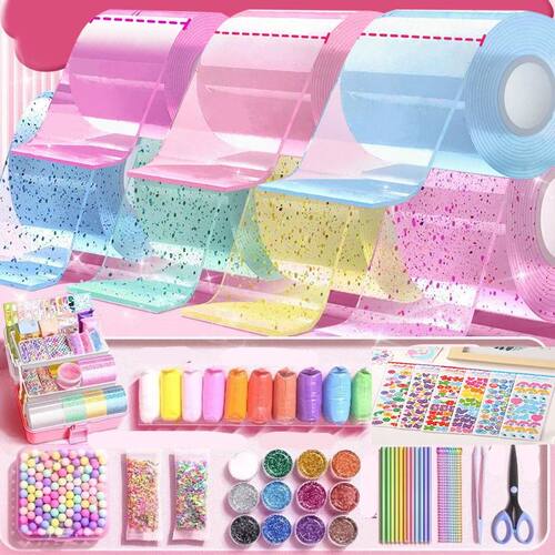 DIY Blow Bubble Nano Tape Full Set of PET Nano Glue Knead Mu