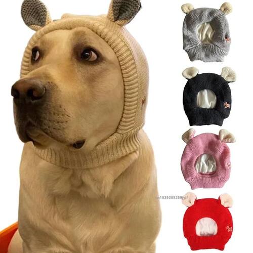 Dog Ear Muffs Noise Protection Pet Ears Covers Knitted Hat W