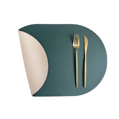 Oval Reversible Faux Leather Placemats Black Waterproof & He