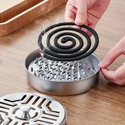 1pc/2pcs Fireproof Mosquito Coil Set with Metal Holder & Ash