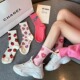 玲珑阁袜子女中筒韩版 ins潮春秋粉色草莓爱心日系长袜女士线条个