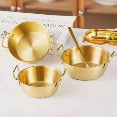 1pc 304 Stainless Steel Golden Instant Noodle Bowl Korean Ri