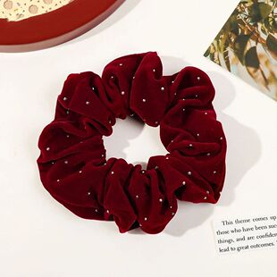 Crystal Star Dot Velvet Hair Scrunchies Soft Warm Elastic ta