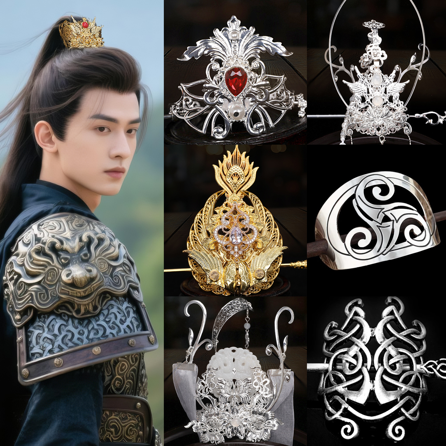 日常古风汉服发饰摄影演出cos头冠百搭造型多款精品发冠搭配组合