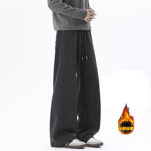新款 子秋冬季 加绒痞帅百搭直筒宽松运动裤 厚休闲裤 卫裤 长裤 男生裤