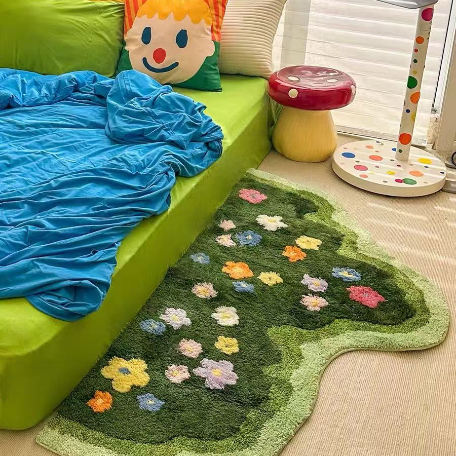 晟兴 植绒ins风小清新苔藓儿童乐园地毯客厅卧室床边毯多巴胺艺术