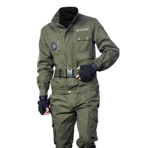 Осенний хлопковый износостойкий камуфляжный дорожный джинсовый комбинезон