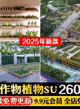 农作物庄稼农业田园菜地植物燕麦水稻小麦玉米蔬菜SU模型CAD图库