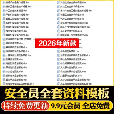 全套建筑安全员资料档案盒模板文明施工应急预案技术交底检查教育